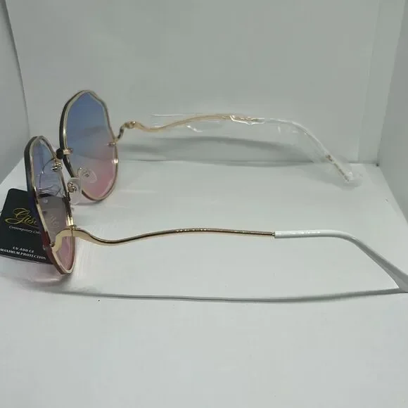 Giselle Round Metal Ocean Lens Sunglasses - Picture 2 of 3